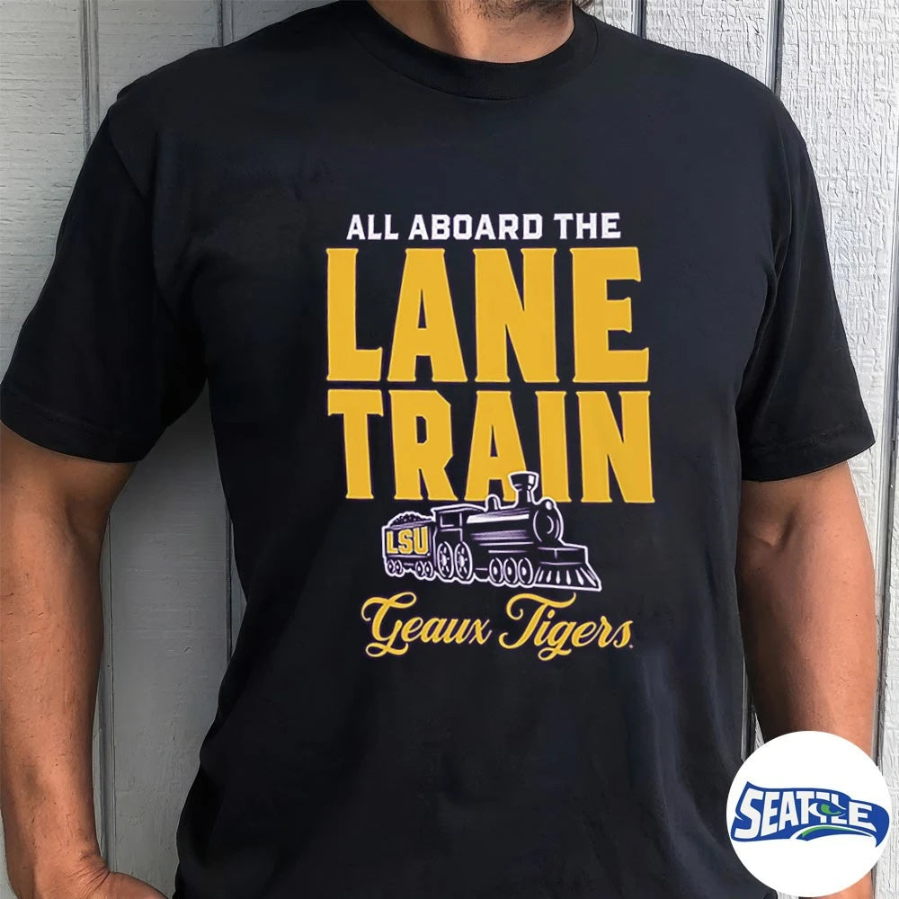 Official The Victory Men’s Louisiana State University All Aboard The Lane Train Geaux Tigers t-shirt