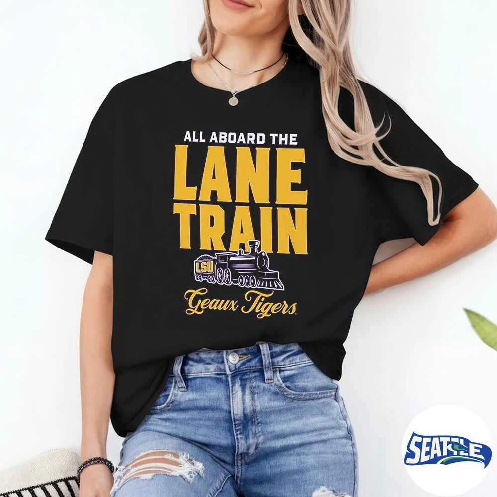 Official The Victory Men’s Louisiana State University All Aboard The Lane Train Geaux Tigers t-shirt