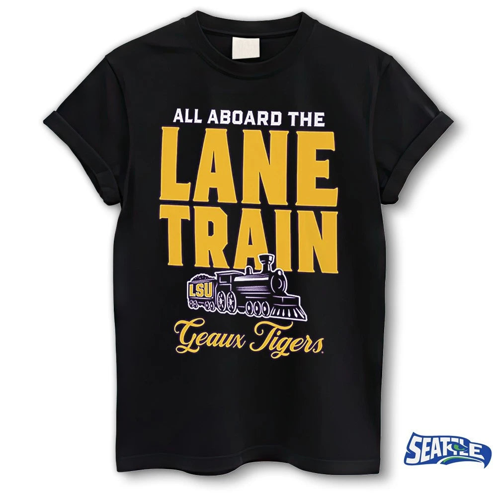 Official The Victory Men’s Louisiana State University All Aboard The Lane Train Geaux Tigers t-shirt