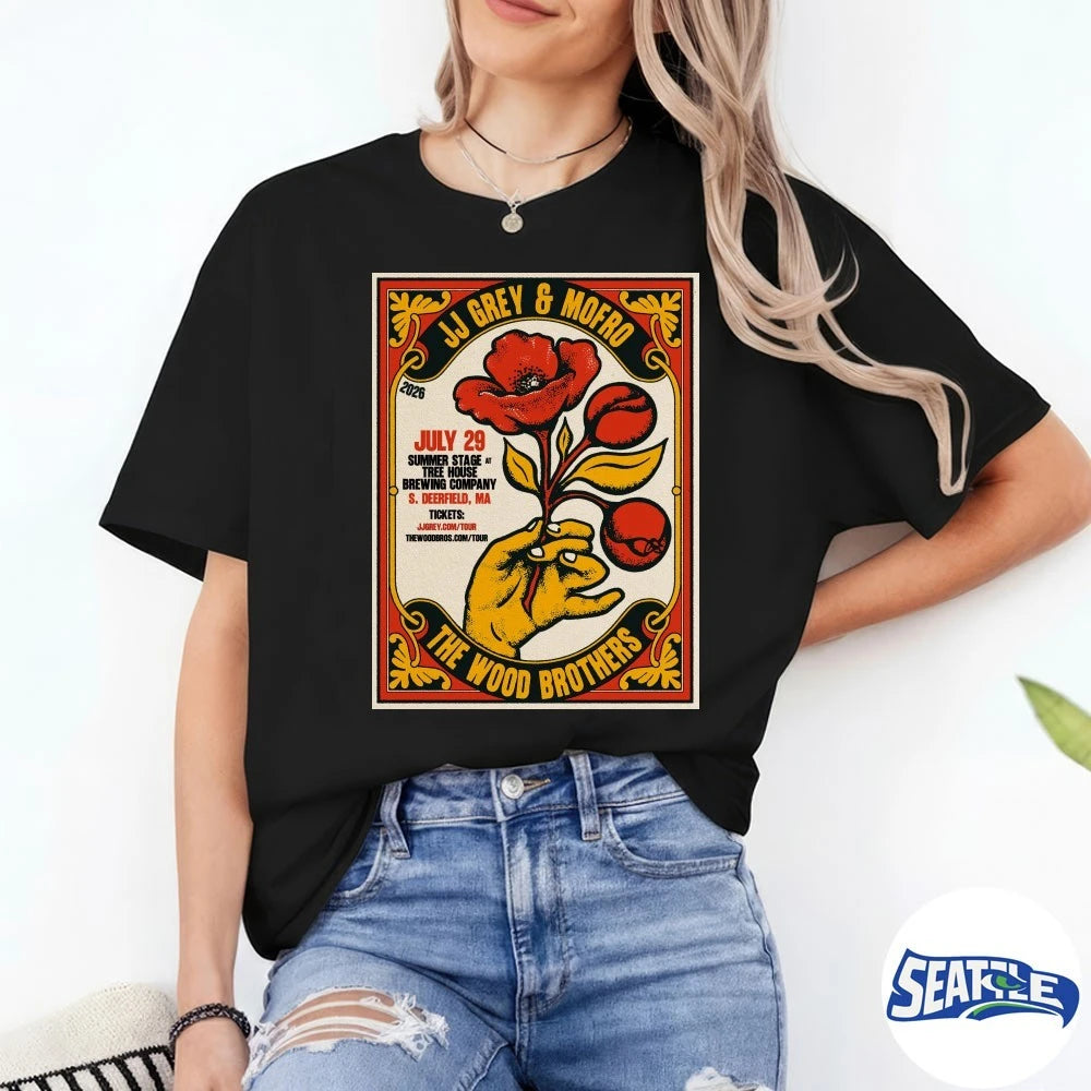 Official The Wood Brothers With JJ Grey And Mofro Summer 2026 Shows Poster t-shirt