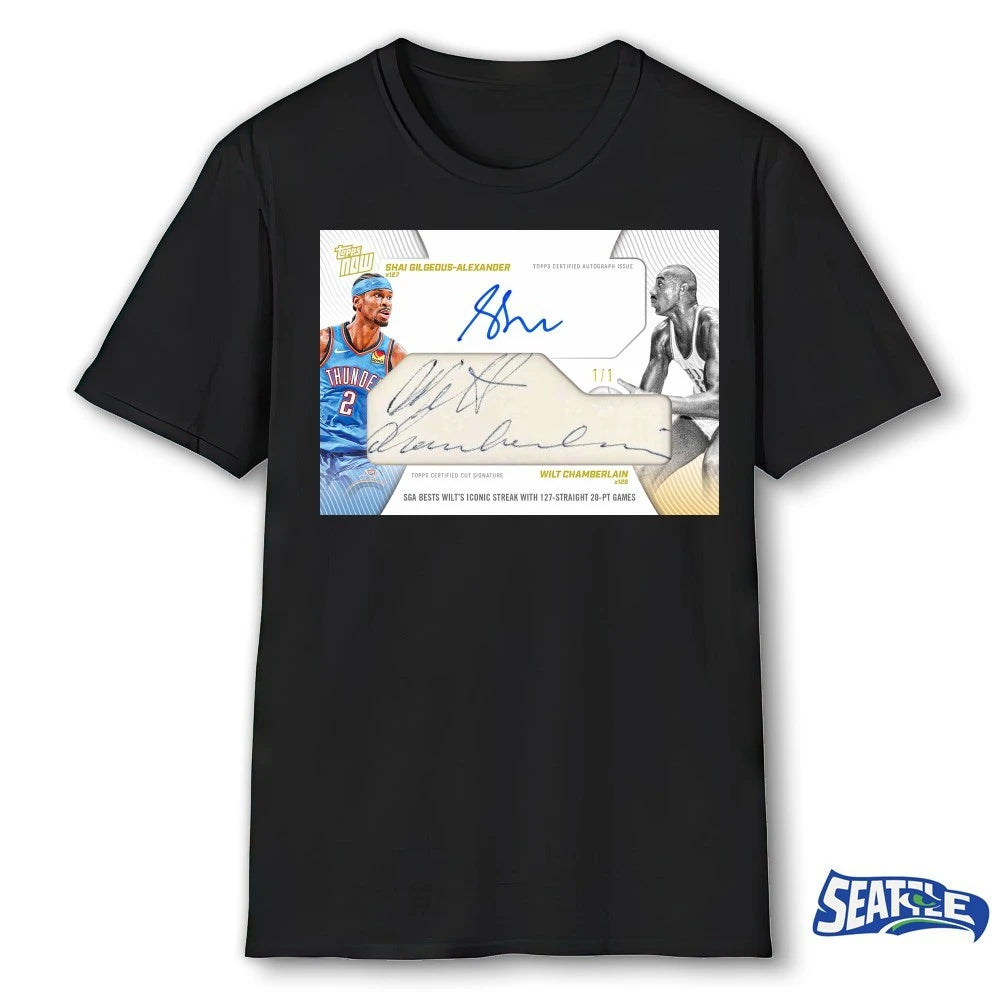 Official Topps NOW Shai Gilgeous-Alexander and Wilt Chamberlain SGA Bests Wilt’s Iconic Streak With 127-Straight Signatures t-shirt