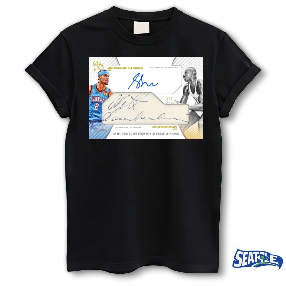 Official Topps NOW Shai Gilgeous-Alexander and Wilt Chamberlain SGA Bests Wilt’s Iconic Streak With 127-Straight Signatures t-shirt