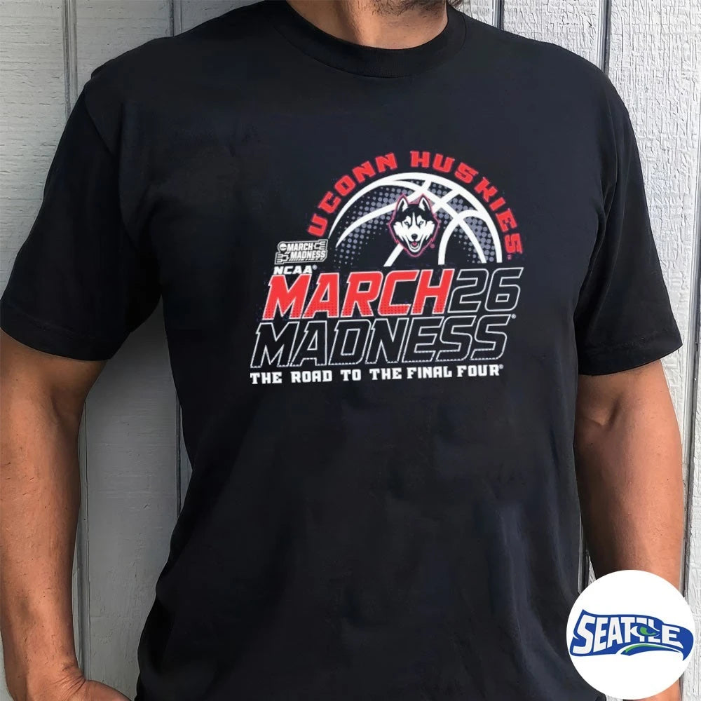 Official UConn Huskies Men’s Basketball 2026 March Madness Bound The Road To The Final Four t-shirt