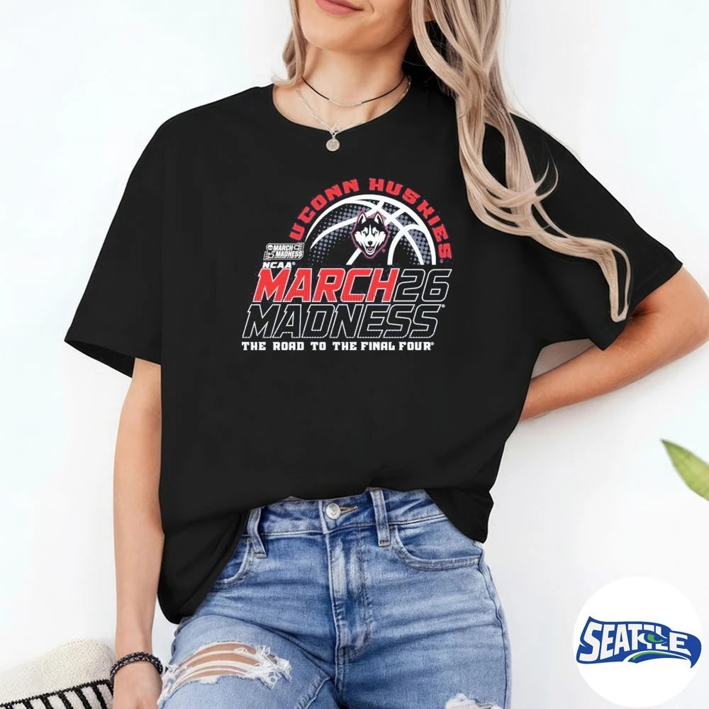Official UConn Huskies Men’s Basketball 2026 March Madness Bound The Road To The Final Four t-shirt