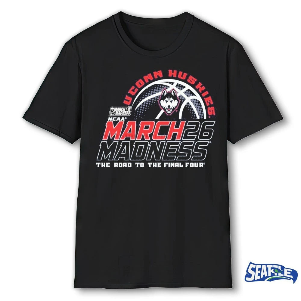 Official UConn Huskies Men’s Basketball 2026 March Madness Bound The Road To The Final Four t-shirt
