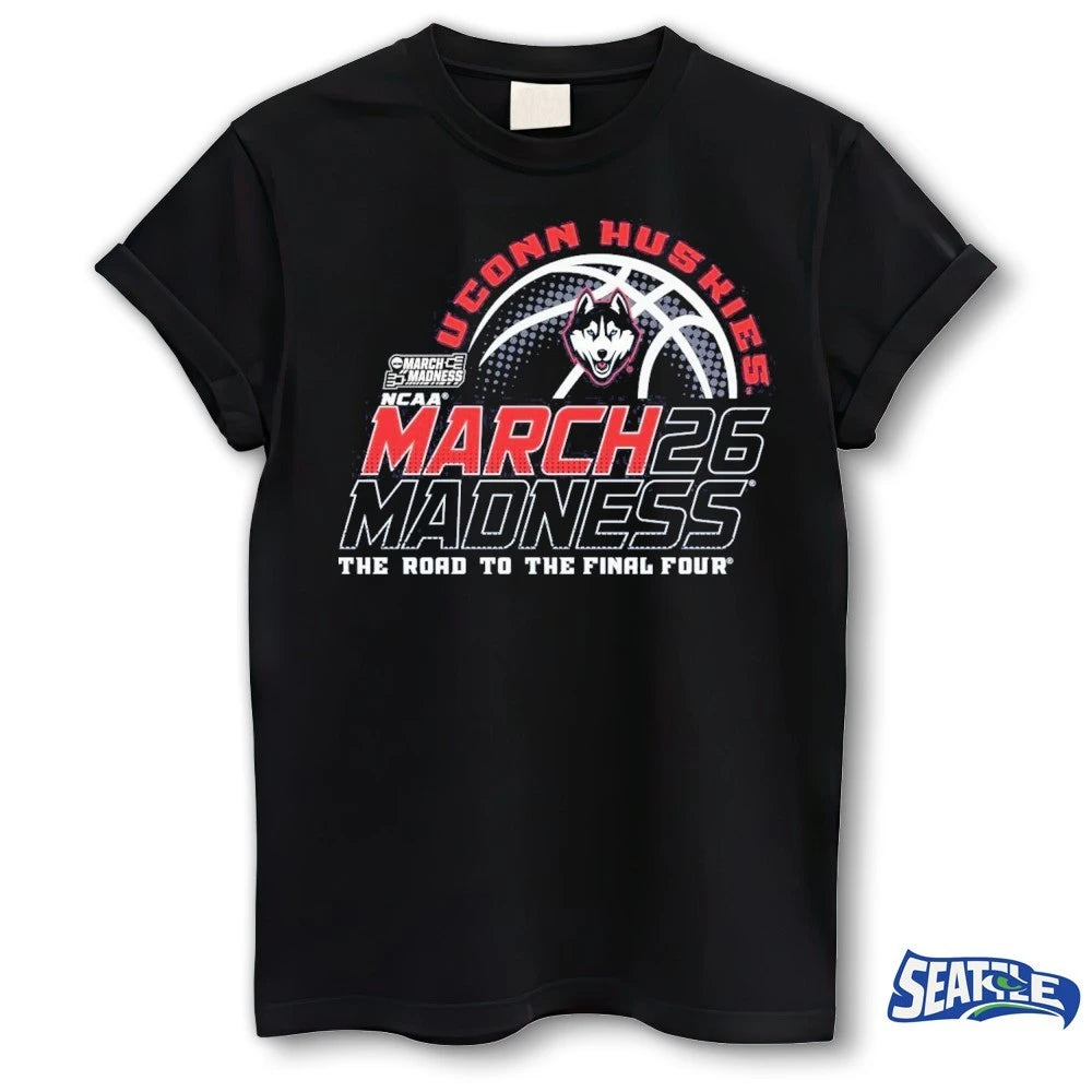 Official UConn Huskies Men’s Basketball 2026 March Madness Bound The Road To The Final Four t-shirt