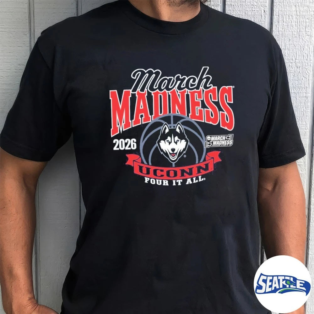 Official UConn Huskies Women’s Basketball 2026 March Madness Bound Four It All t-shirt