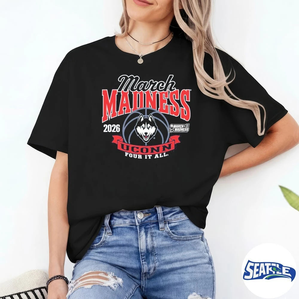 Official UConn Huskies Women’s Basketball 2026 March Madness Bound Four It All t-shirt