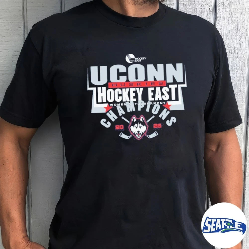 Official UConn Huskies Women’s Hockey 2026 Hockey East Tournament Champions t-shirt