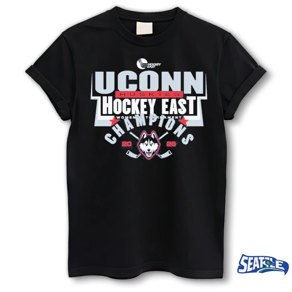 Official UConn Huskies Women’s Hockey 2026 Hockey East Tournament Champions t-shirt