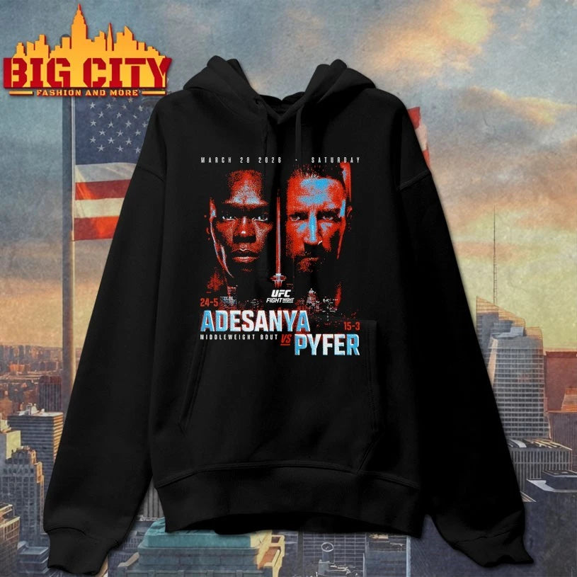 Official UFC Fight Night 2026 Adesanya Vs. Pyfer Match Up T-shirt