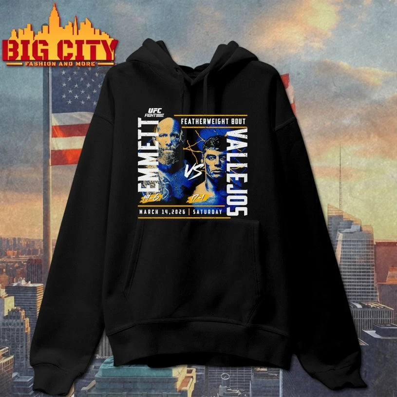 Official UFC Fight Night 2026 Emmett Vs. Vallejos T-shirt