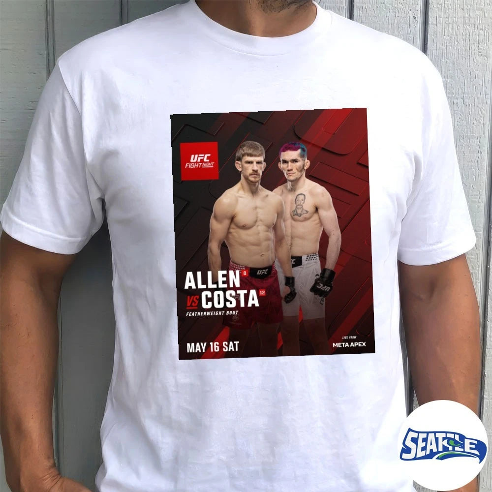 Official UFC Fight Night Allen Vs Costa Featherweight Bout May 16 2026 Poster t-shirt