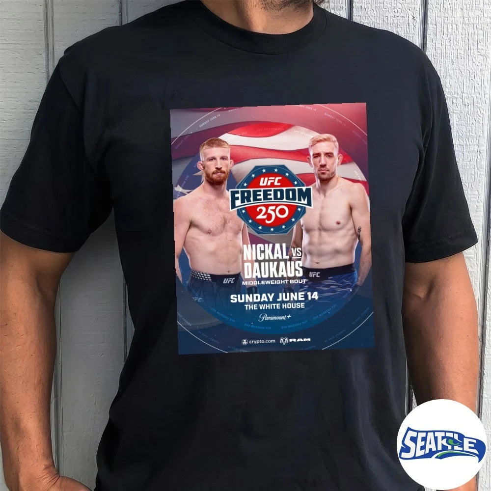 Official UFC Freedom 250 Nickal Vs Daukaus Middleweight Bout June 14, 2026 The White House Poster t-shirt
