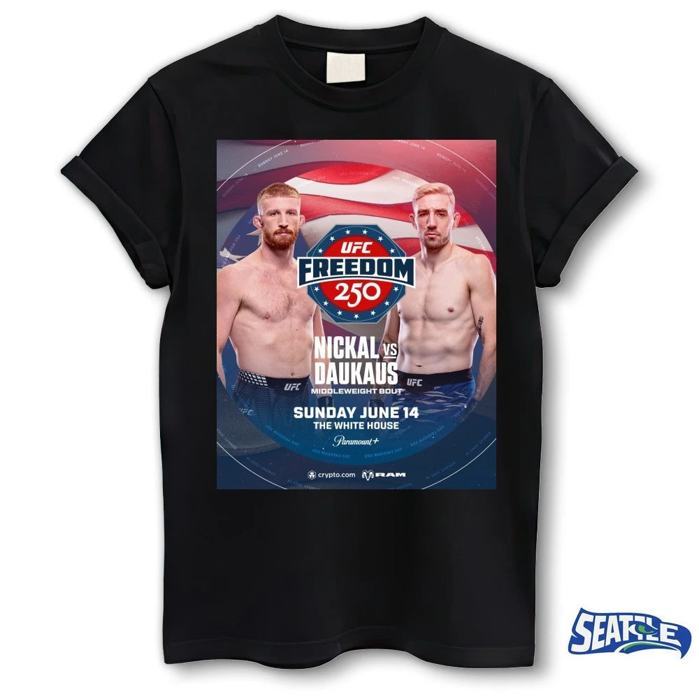 Official UFC Freedom 250 Nickal Vs Daukaus Middleweight Bout June 14, 2026 The White House Poster t-shirt