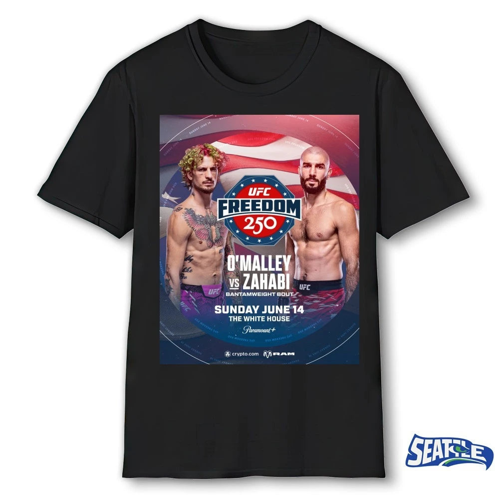 Official UFC Freedom 250 O’Malley Vs Zahabi Bantamweight Bout June 14, 2026 The White House Poster t-shirt
