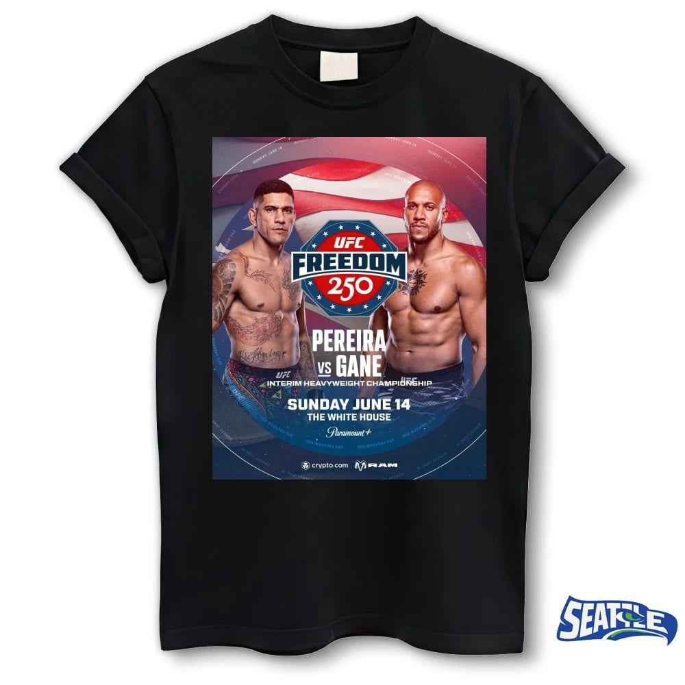 Official UFC Freedom 250 Pereira Vs Gane Interim Heavyweight Bout June 14, 2026 The White House Poster t-shirt