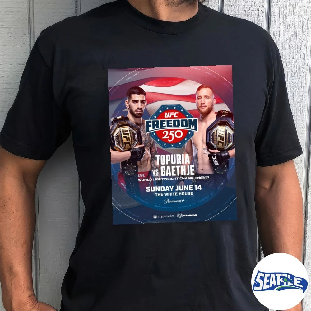 Official UFC Freedom 250 Topuria Vs Gaethje World Lightweight Championship June 14, 2026 The White House Poster t-shirt