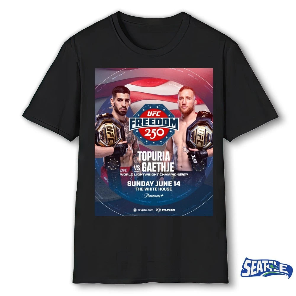 Official UFC Freedom 250 Topuria Vs Gaethje World Lightweight Championship June 14, 2026 The White House Poster t-shirt