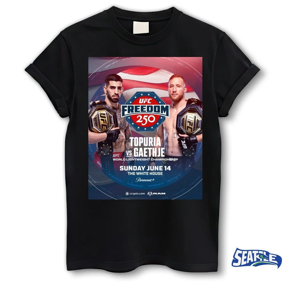 Official UFC Freedom 250 Topuria Vs Gaethje World Lightweight Championship June 14, 2026 The White House Poster t-shirt