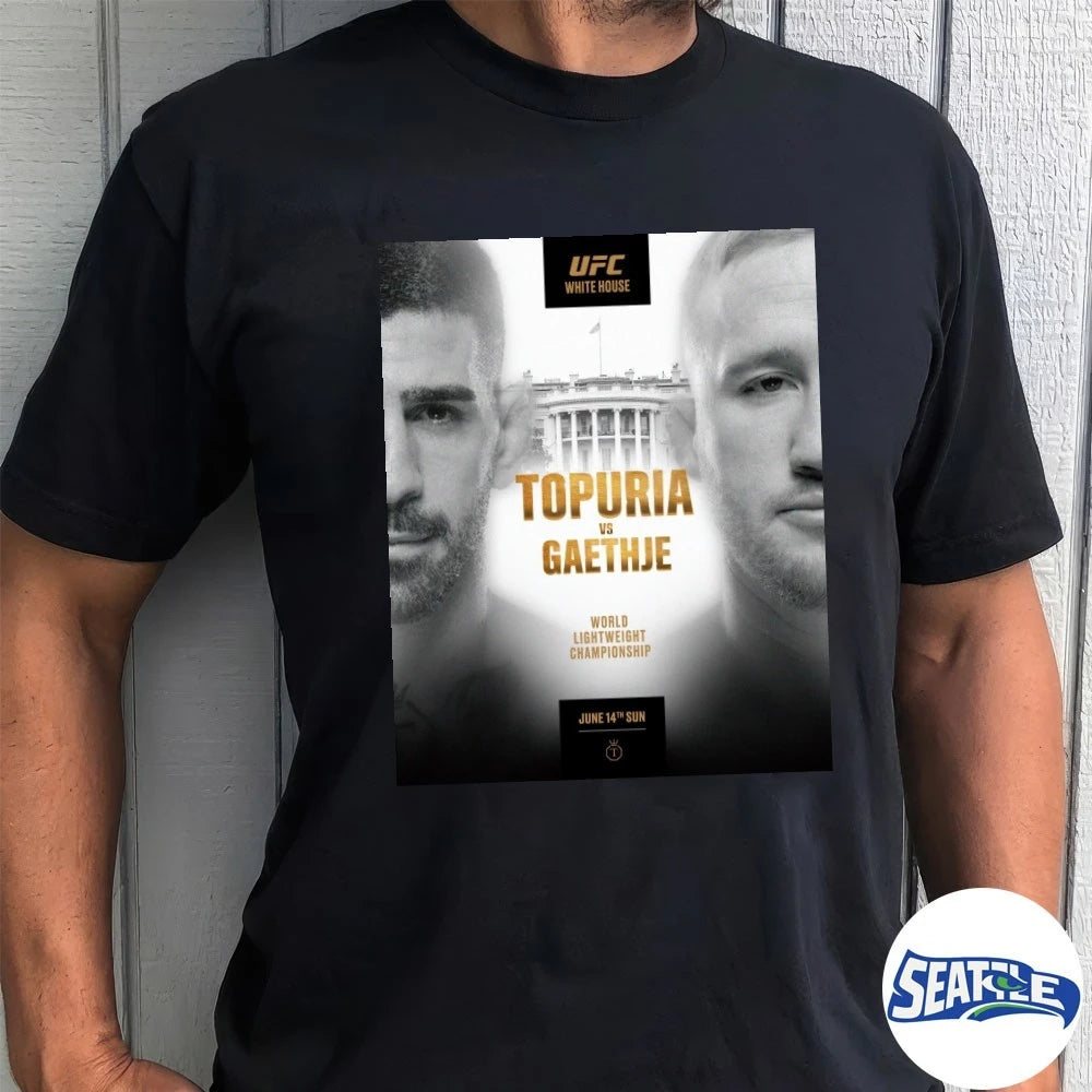 Official UFC White House Ilia Topuria vs. Justin Gaethje World Lightweight Championship June 14th 2026 Poster t-shirt