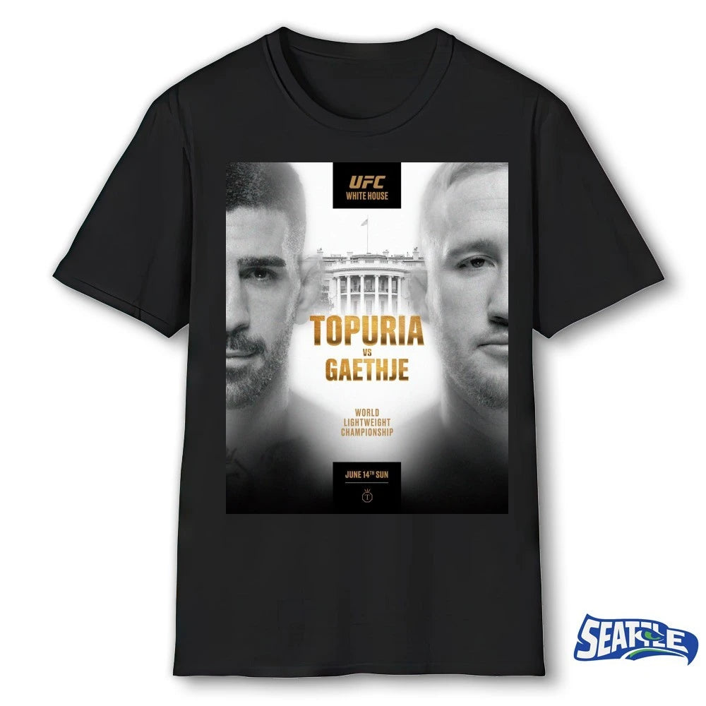 Official UFC White House Ilia Topuria vs. Justin Gaethje World Lightweight Championship June 14th 2026 Poster t-shirt