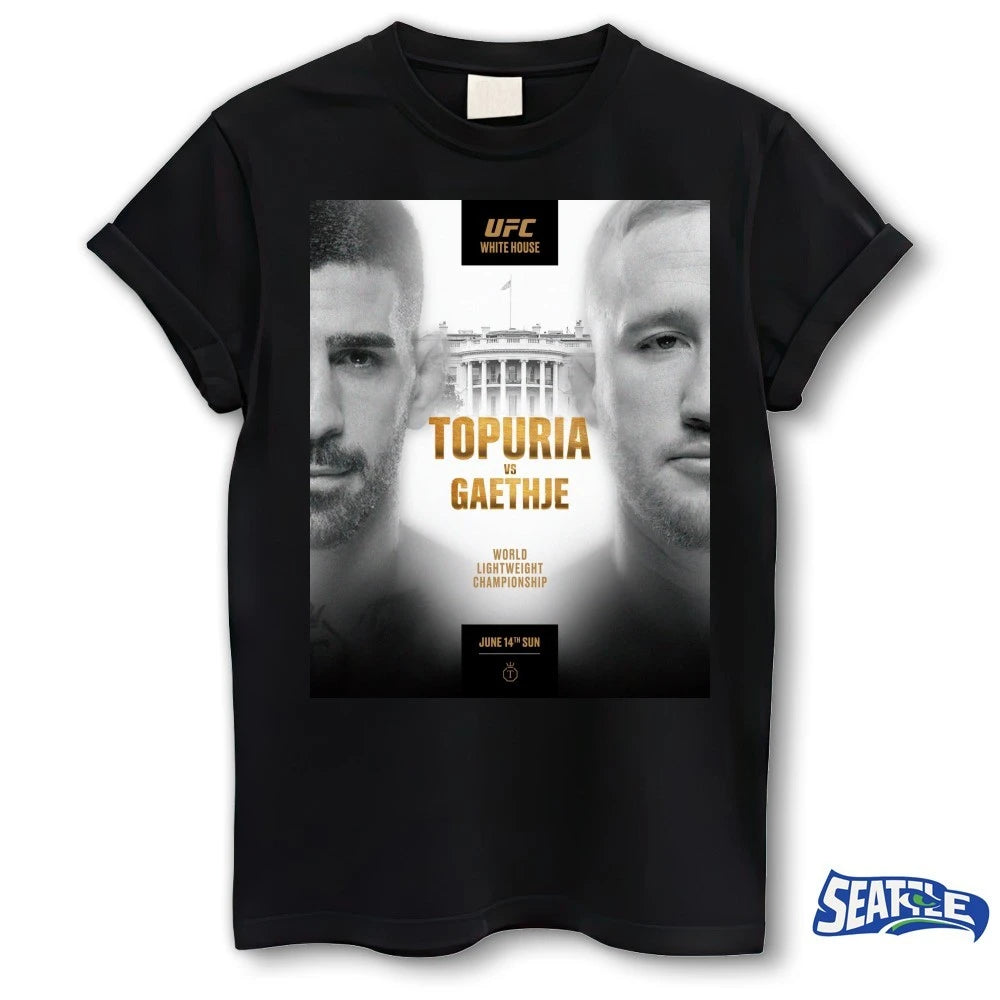 Official UFC White House Ilia Topuria vs. Justin Gaethje World Lightweight Championship June 14th 2026 Poster t-shirt