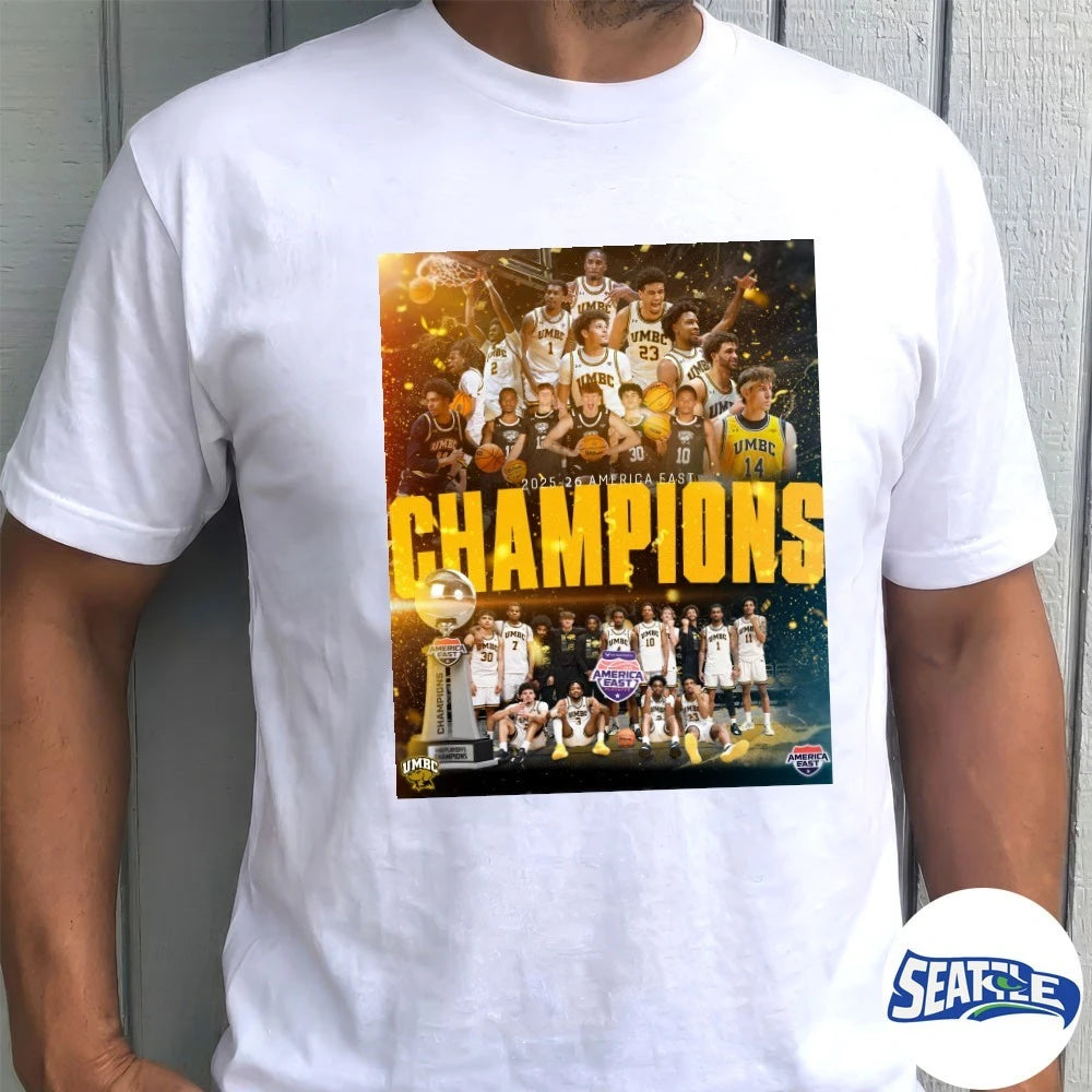 Official UMBC Retrievers Men’s Basketball 2025-26 America East Conference Champions Poster t-shirt