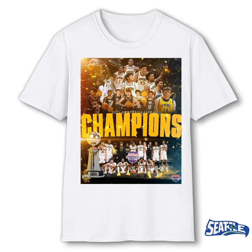 Official UMBC Retrievers Men’s Basketball 2025-26 America East Conference Champions Poster t-shirt