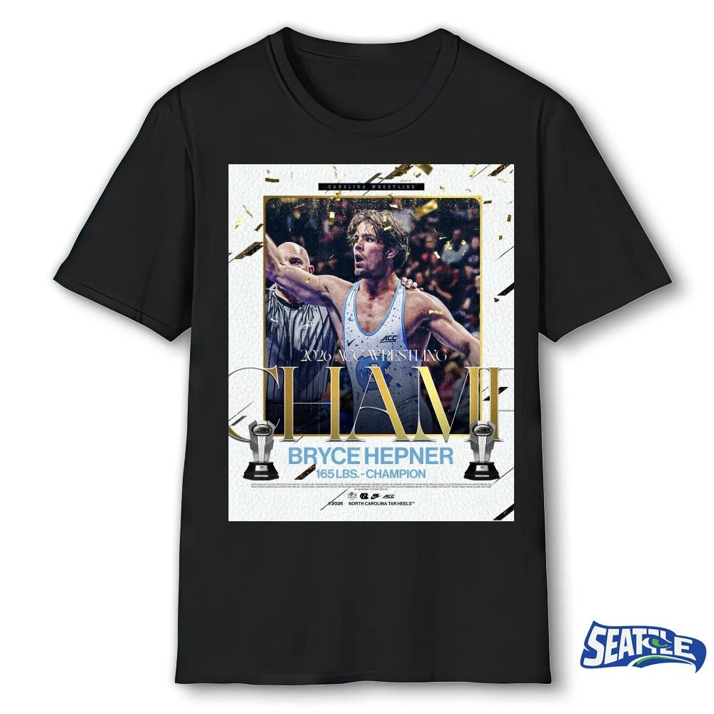 Official UNC Wrestling 2026 ACC Wrestling Champ Bryce Hepner 165 LBS Champion Poster t-shirt