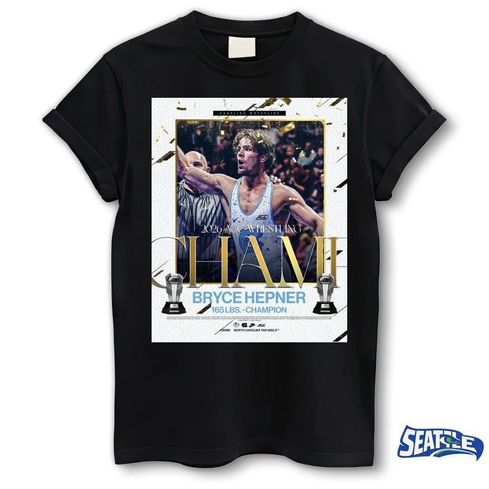 Official UNC Wrestling 2026 ACC Wrestling Champ Bryce Hepner 165 LBS Champion Poster t-shirt