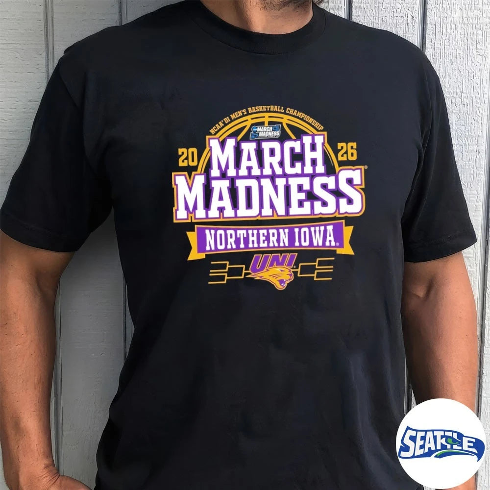 Official UNI Northern Iowa Panthers 2026 NCAA Division I Men’s Basketball March Madness Bound t-shirt