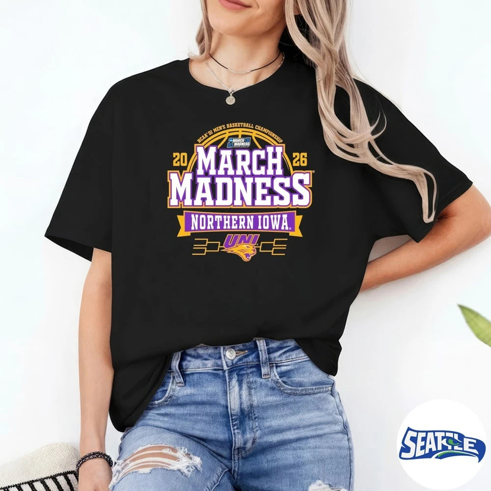 Official UNI Northern Iowa Panthers 2026 NCAA Division I Men’s Basketball March Madness Bound t-shirt
