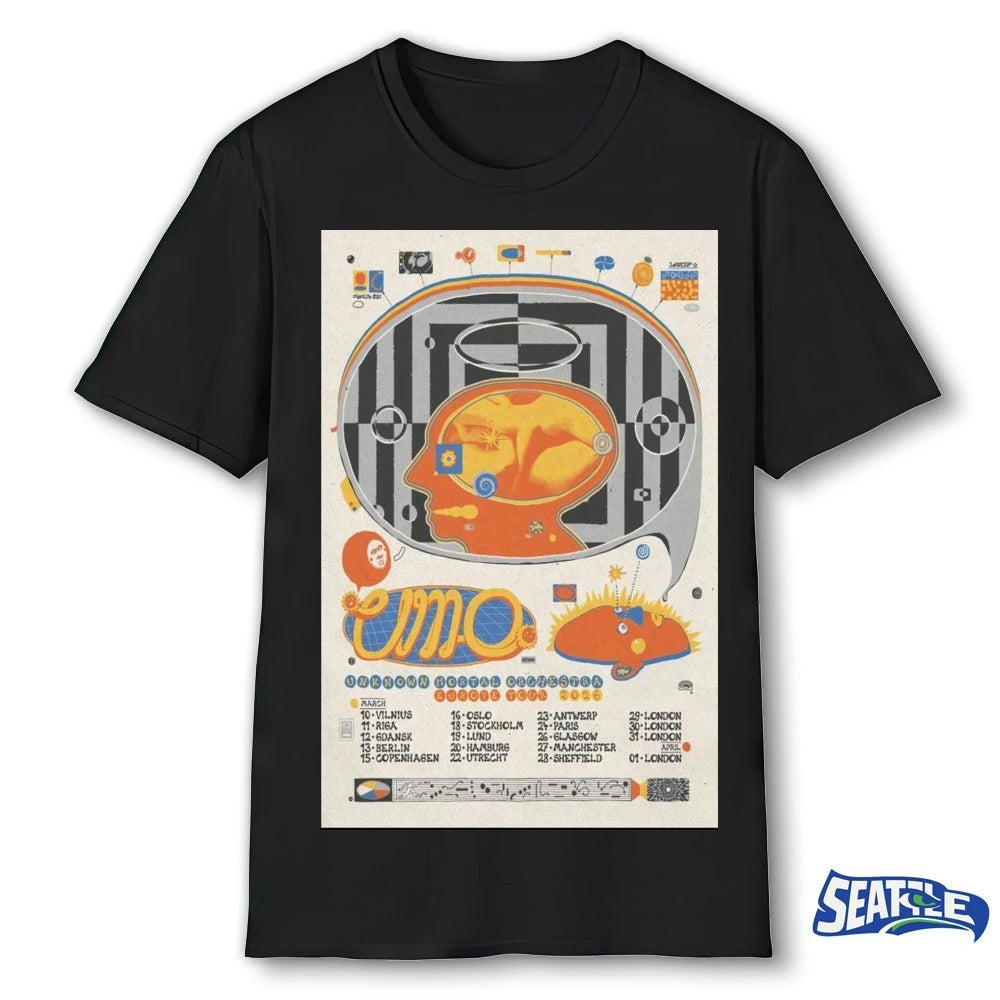 Official Unknown Mortal Orchestra European Tour 2026 Poster t-shirt