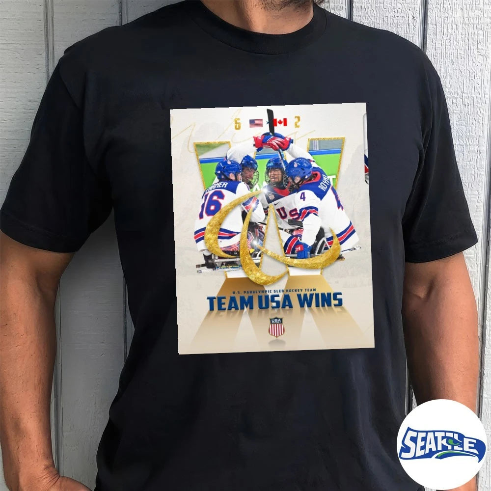 Official US Paralympic Sled Hockey Team Team USA Wins Winter Paralympics 2026 Poster t-shirt