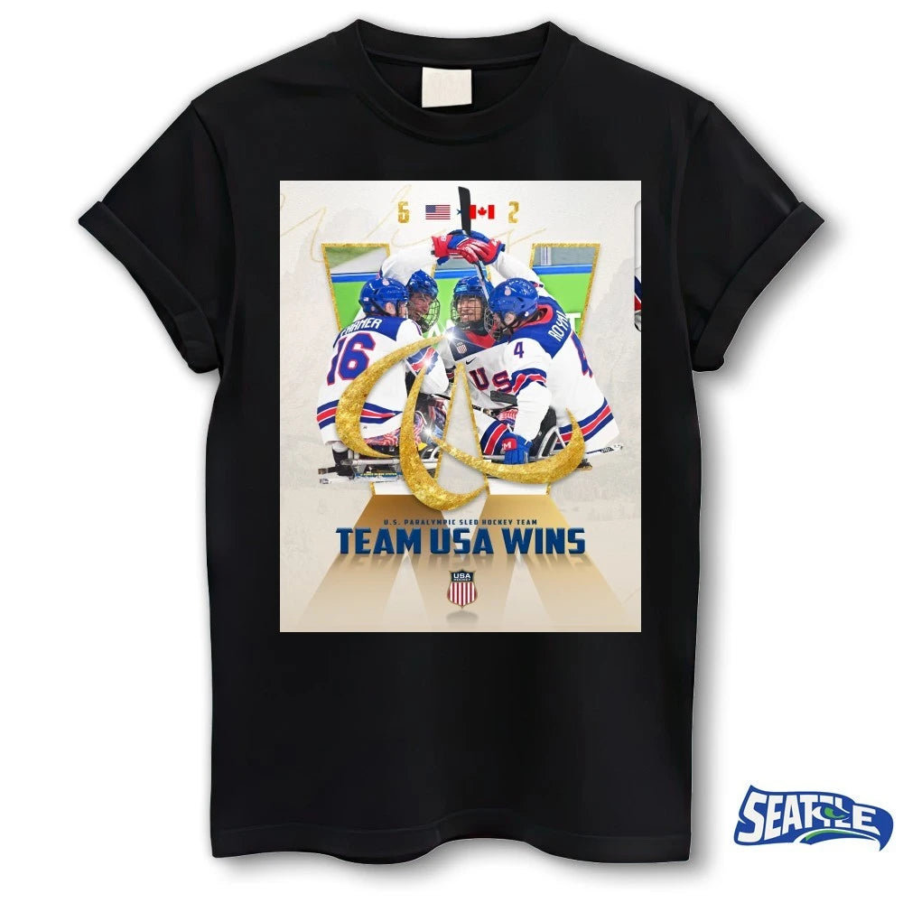 Official US Paralympic Sled Hockey Team Team USA Wins Winter Paralympics 2026 Poster t-shirt