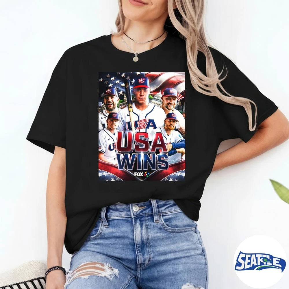 Official USA Baseball Wins 2026 World Baseball Classic Play Free Bird Poster t-shirt