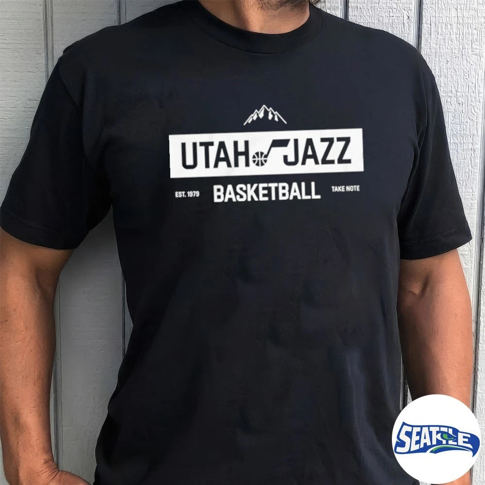 Official Utah Jazz Basketball Take Note Est 1979 t-shirt