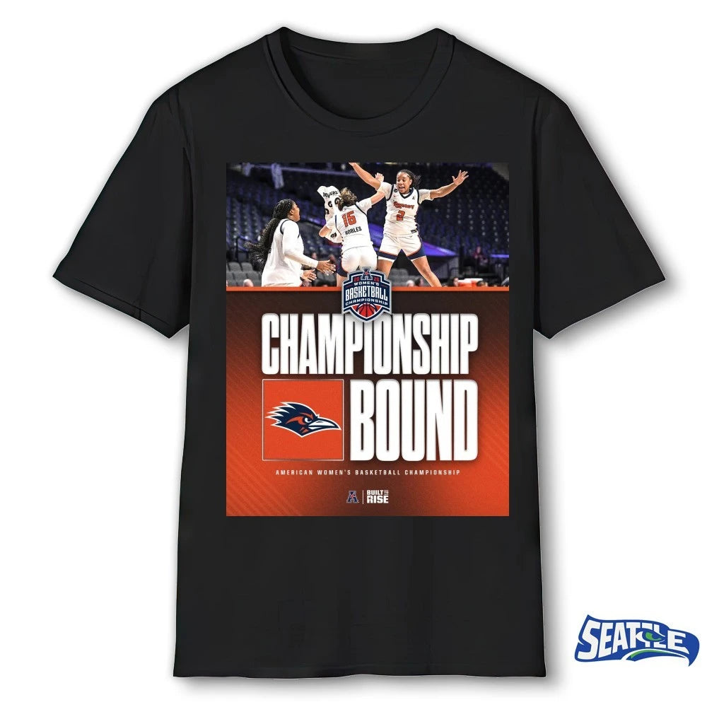 Official UTSA American Women’s Basketball Championship Bound Built To Rise Poster t-shirt