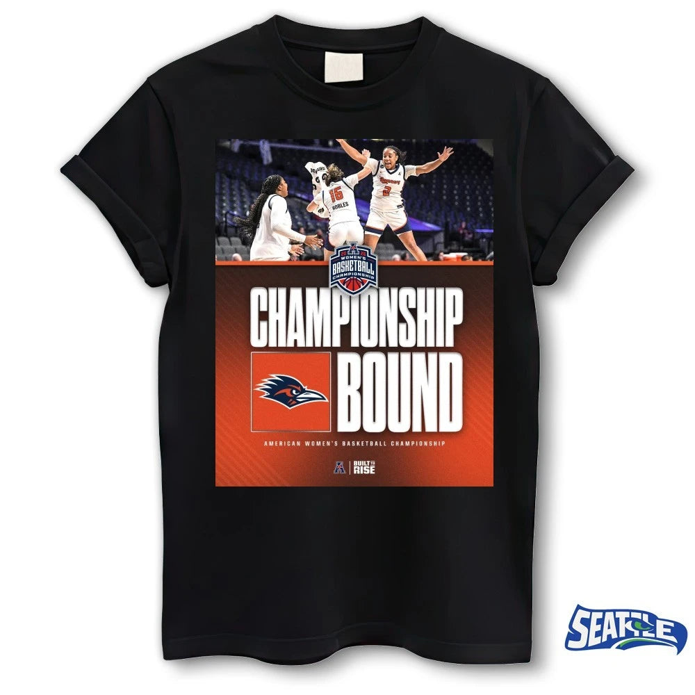 Official UTSA American Women’s Basketball Championship Bound Built To Rise Poster t-shirt