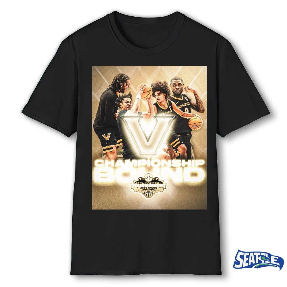 Official Vanderbilt Commodores 2026 SEC Men’s Basketball Tournament Championship Game Bound Poster t-shirt