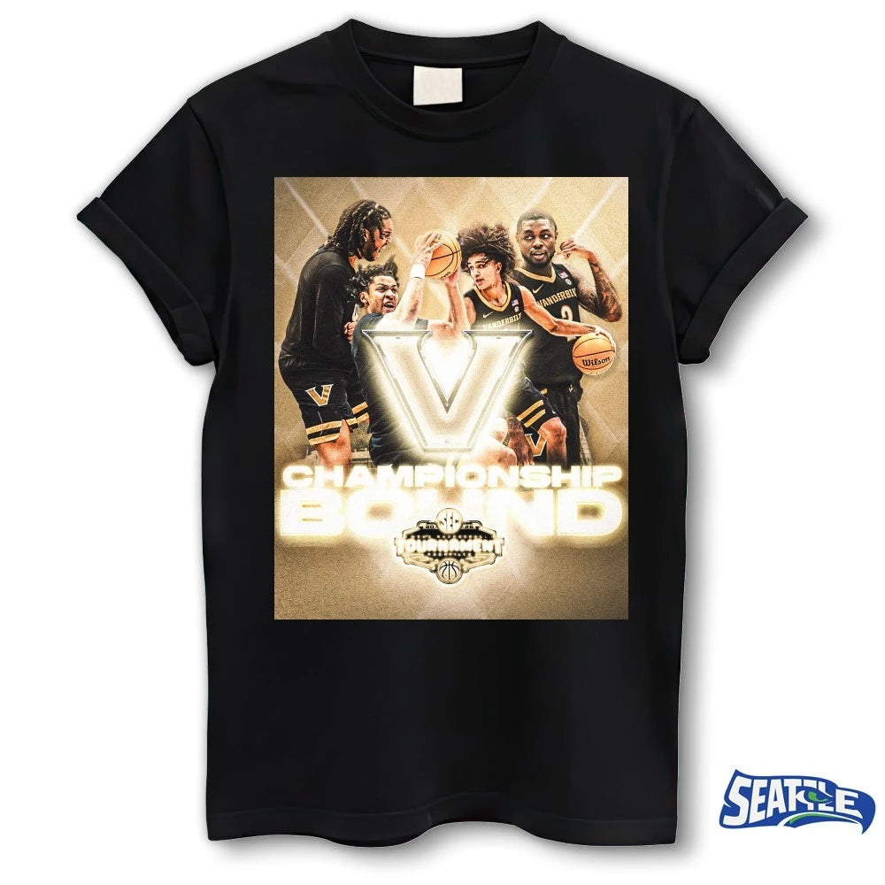 Official Vanderbilt Commodores 2026 SEC Men’s Basketball Tournament Championship Game Bound Poster t-shirt