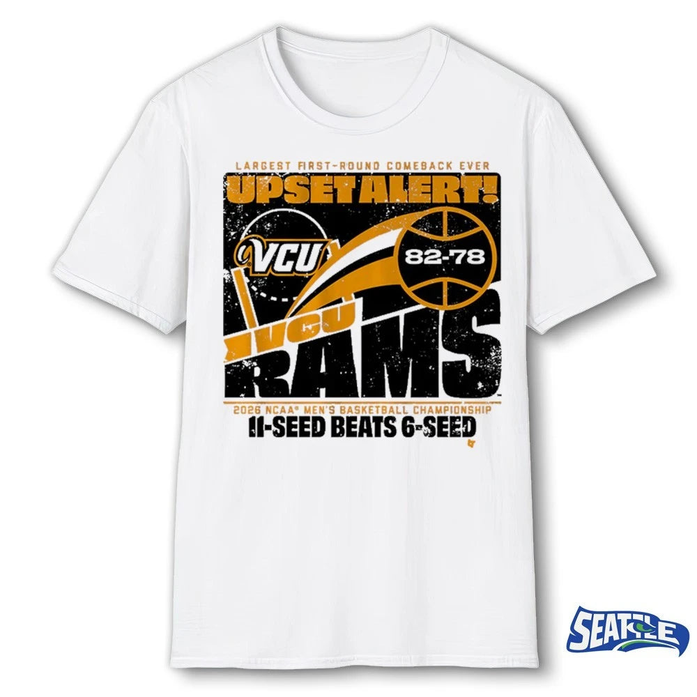 Official VCU Rams MBB 2026 March Madness Largest First-Round Comeback Ever Upset Alert 11-Seed Beats 6-Seed t-shirt