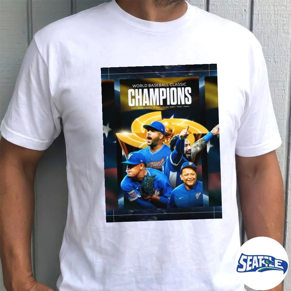 Official Venezuela 2026 World Baseball Classic Champions Montera, De Jesus, Torres and Cabbera Poster t-shirt