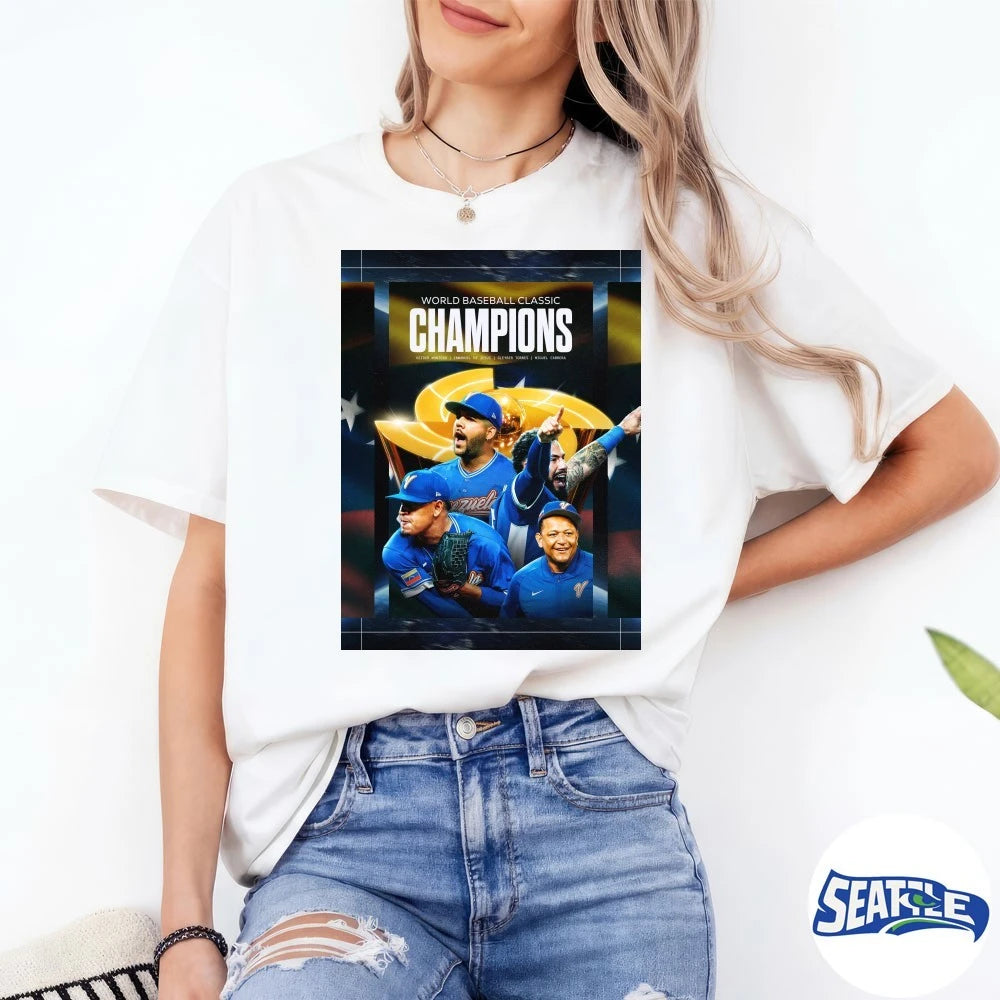 Official Venezuela 2026 World Baseball Classic Champions Montera, De Jesus, Torres and Cabbera Poster t-shirt