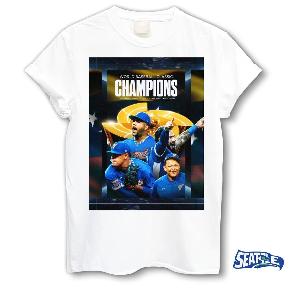 Official Venezuela 2026 World Baseball Classic Champions Montera, De Jesus, Torres and Cabbera Poster t-shirt