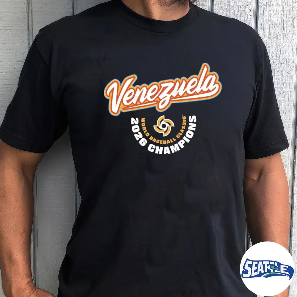Official Venezuela Baseball 2026 World Baseball Classic Champions Arched Logo t-shirt