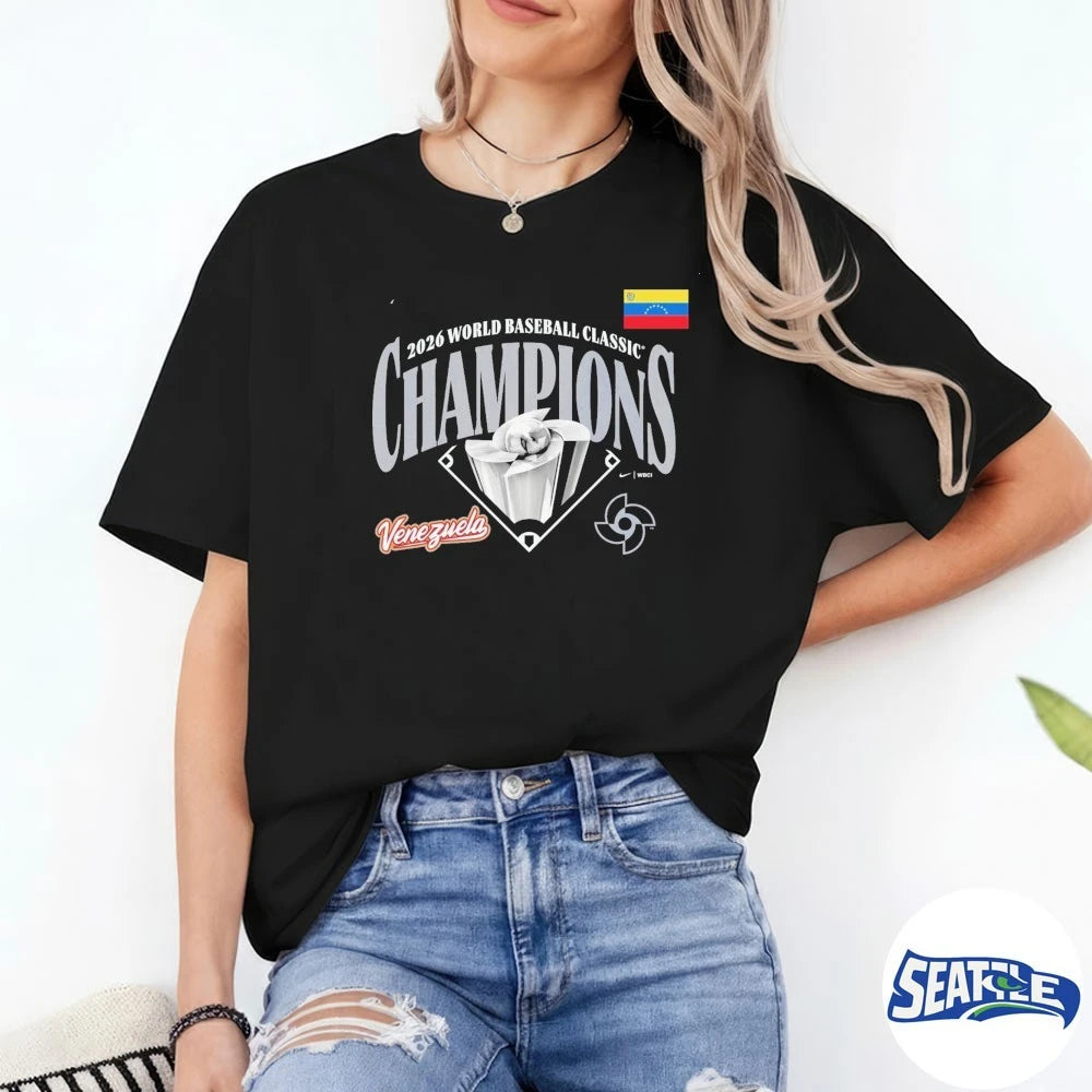 Official Venezuela Baseball 2026 World Baseball Classic Champions Locker Room Takedown t-shirt