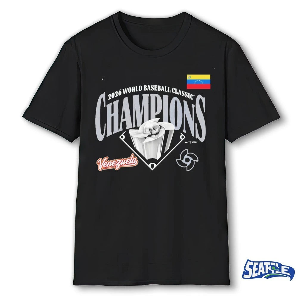 Official Venezuela Baseball 2026 World Baseball Classic Champions Locker Room Takedown t-shirt
