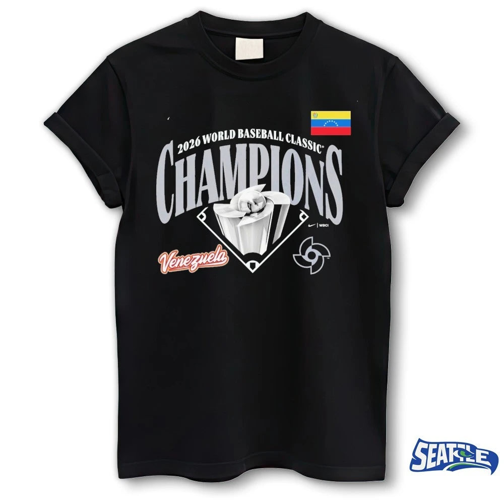 Official Venezuela Baseball 2026 World Baseball Classic Champions Locker Room Takedown t-shirt